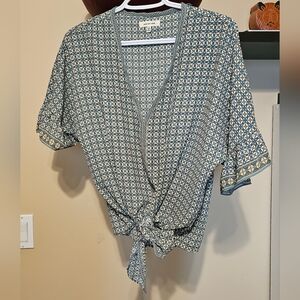 Geometric Max Studio Bell Sleeve Blouse